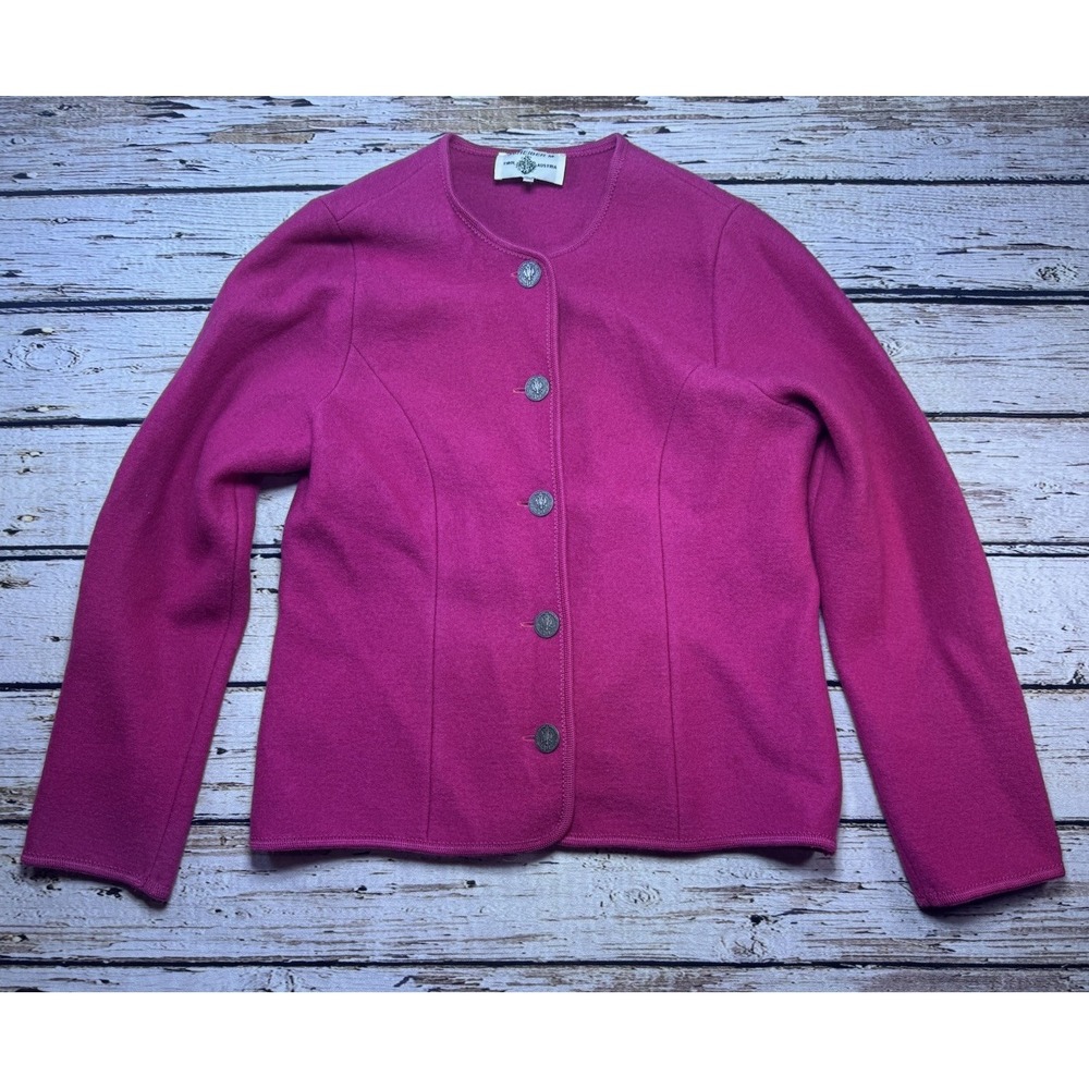 Scheiber Tirol Austria‎ Boiled Wool Button Jacket BLAZER Pink Size 38 US Medium
